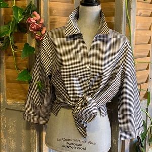 Allison Taylor gingham button down 3/4 sleeve top